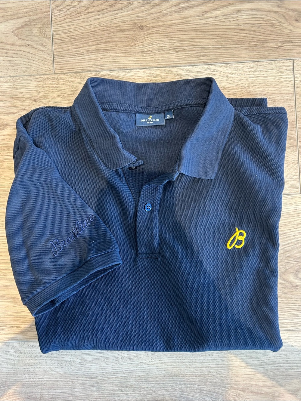 Breitling Navy Polo with Yellow 'B' Embroidery